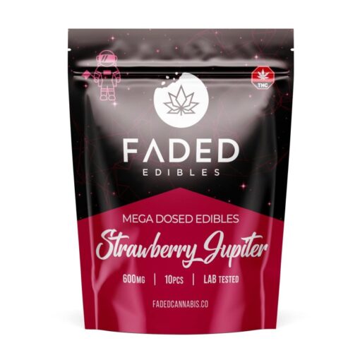 Faded Cannabis Co. Strawberry Jupiter 600mg THC Gummies – Sweet Strawberry Bliss