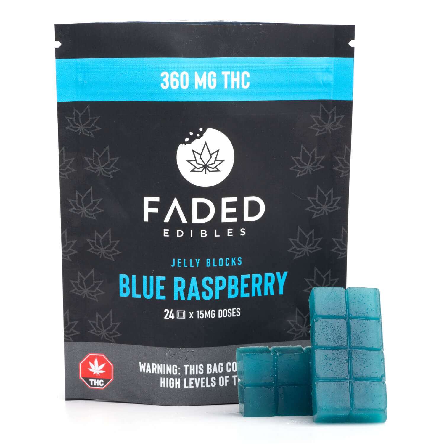 Faded Edibles - Blue Raspberry Jelly Blocks 360mg THC