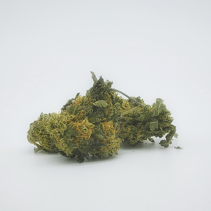 Close-up image showcasing the quality of Orange Cookies Smalls cannabis buds. Highlighting the vibrant colors and distinct texture for optimal visual appeal.
