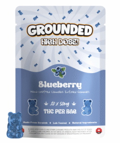Grounded High Dose Blueberry THC Gummies – 500mg THC – Sweet Berry Indulgence