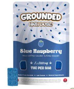 Grounded High Dose Blue Raspberry THC Gummies – 1000mg THC – Bold Berry Bliss