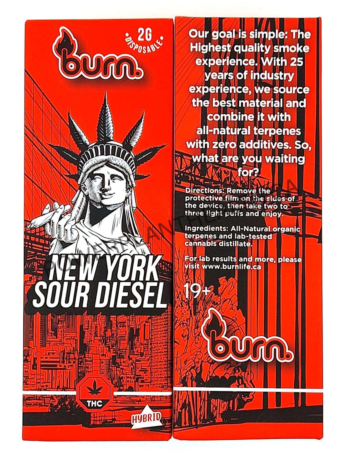 Burn 2G Disposable Pen - New York Sour Diesel HYBRID