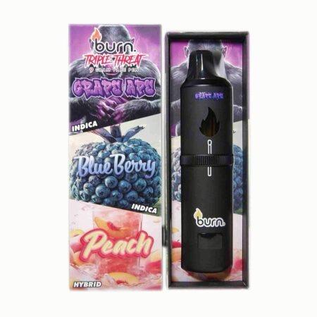 Burn 9G Triple Threat Vape Pen – Grape Ape / Blueberry / Peach