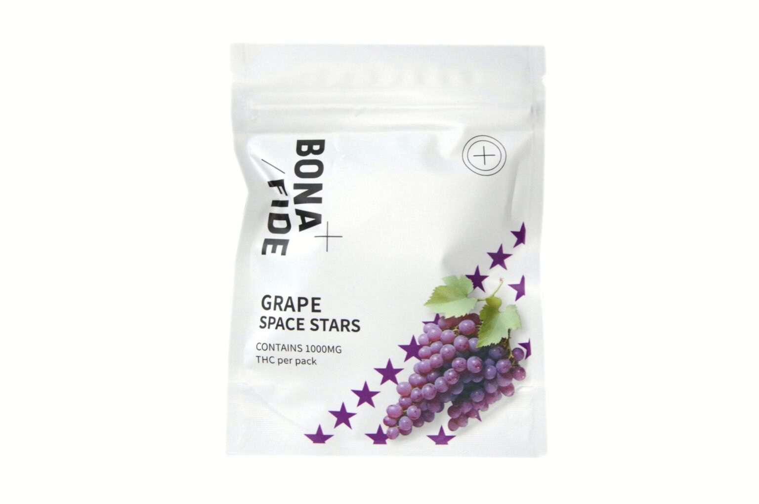 Bonafide Grape Space Stars 1000mg packaging featuring vibrant grape design, ideal for cannabis enthusiasts in Abbotsford.