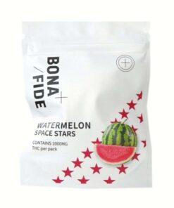 Bonafide Watermelon Space Stars 1000mg packaging featuring a watermelon graphic and star design, ideal for cannabis edibles.