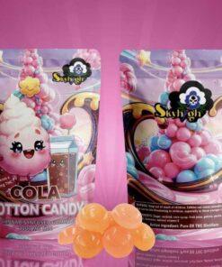 Sky High Edibles – Cola + Cotton Candy 3000mg gummy packaging featuring colorful designs and THC content, ideal for cannabis delivery in Fraser Valley.