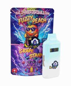 Sky High 8G Dual Chamber Disposable Vape – Fuzzy Peach + Grape Stank
