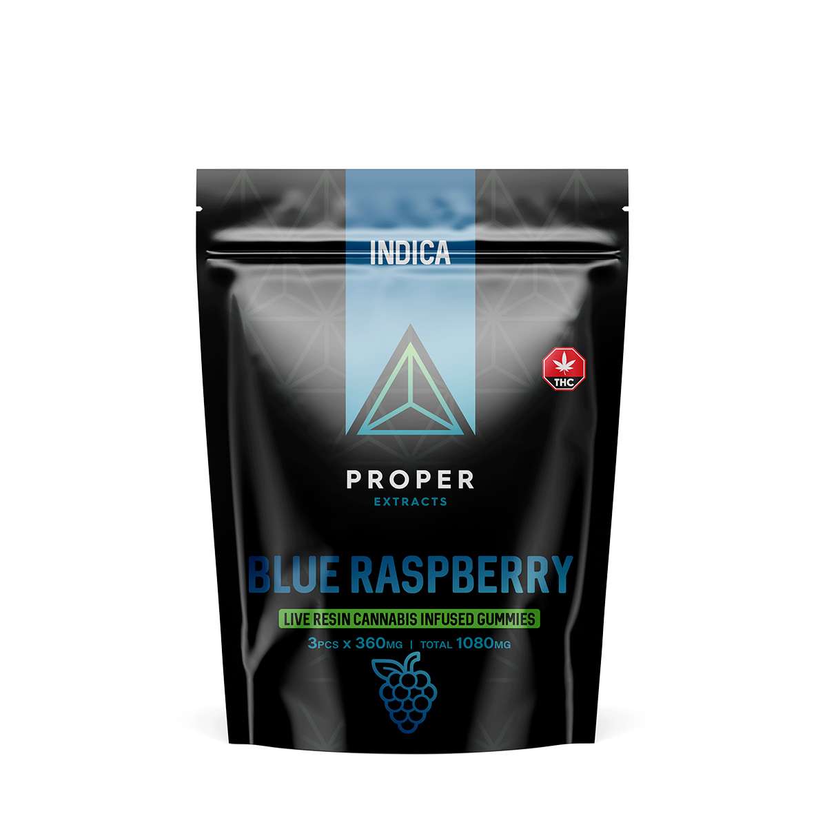 Proper Extracts 1080mg Live Resin Gummies Blue Raspberry Indica