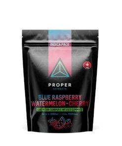 Proper Extracts 1080mg Live Resin Gummies Indica Pack Blue Raspberry Watermelon Cherry