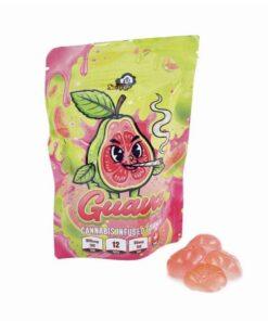 Sky High Edibles Guava Gummy 600mg THC bag with pink guava gummies