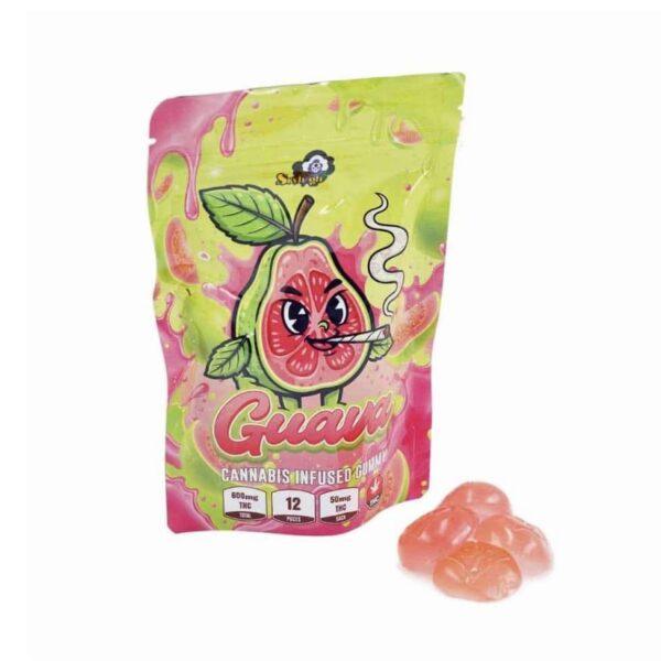 Sky High Edibles Guava Gummy 600mg THC bag with pink guava gummies
