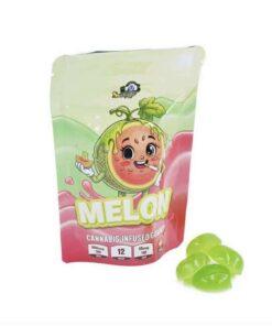 Sky High Edibles Melon Gummy 600mg THC bag with green melon gummies