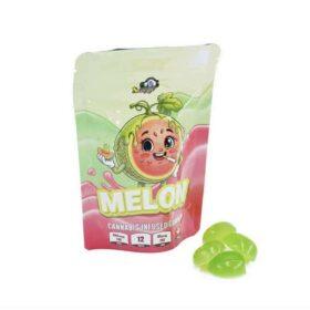Sky High Edibles Melon Gummy 600mg THC bag with green melon gummies