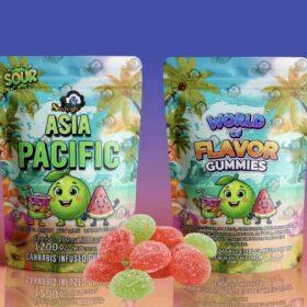 Sky High Edibles World of Flavor Asia Pacific Gummies 1200mg THC sour tropical punch key lime and watermelon