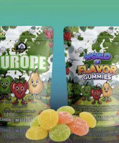 Sky High Edibles World of Flavor Europe Gummies 1200mg THC sour green apple strawberry and pear
