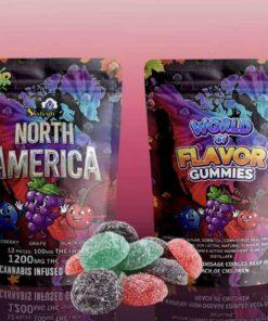 Sky High Edibles World of Flavor North America Gummies 1200mg THC sour blueberry grape and black cherry