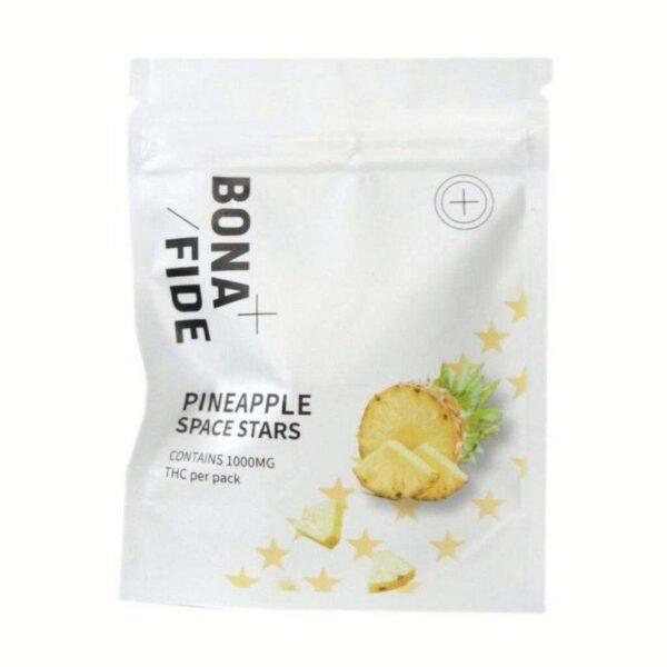 Bonafide Pineapple Space Stars package with four 250mg THC vegan star gummies