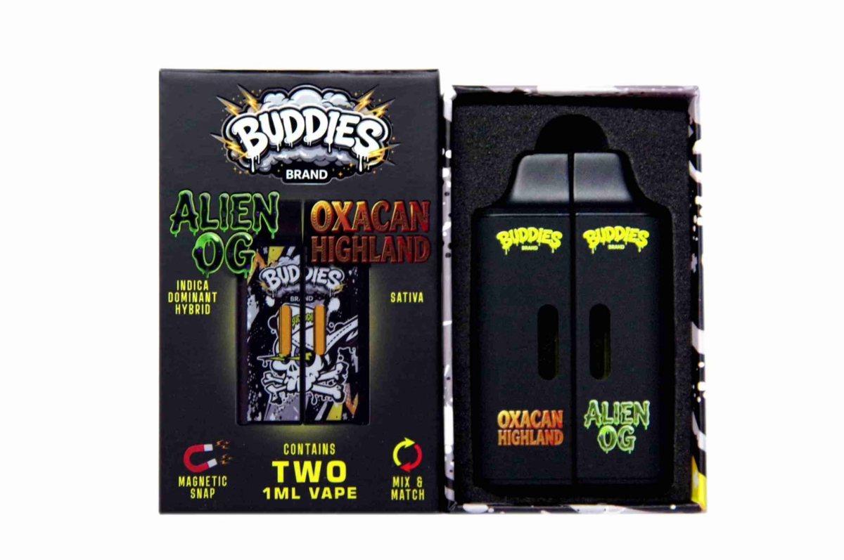 Buddies Brand 2G Dual Chamber Vape (2 x 1 Gram) - Alien OG (I) + Oxacan Highland (S)