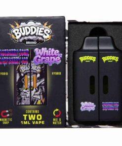 Buddies Brand 2G Dual Chamber Vape (2 x 1 Gram) - Blueberry Sour Raspberry Ice (H) + White Grape V2 (H)