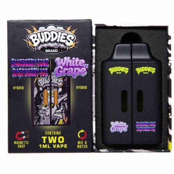 Buddies Brand 2G Dual Chamber Vape (2 x 1 Gram) - Blueberry Sour Raspberry Ice (H) + White Grape V2 (H)