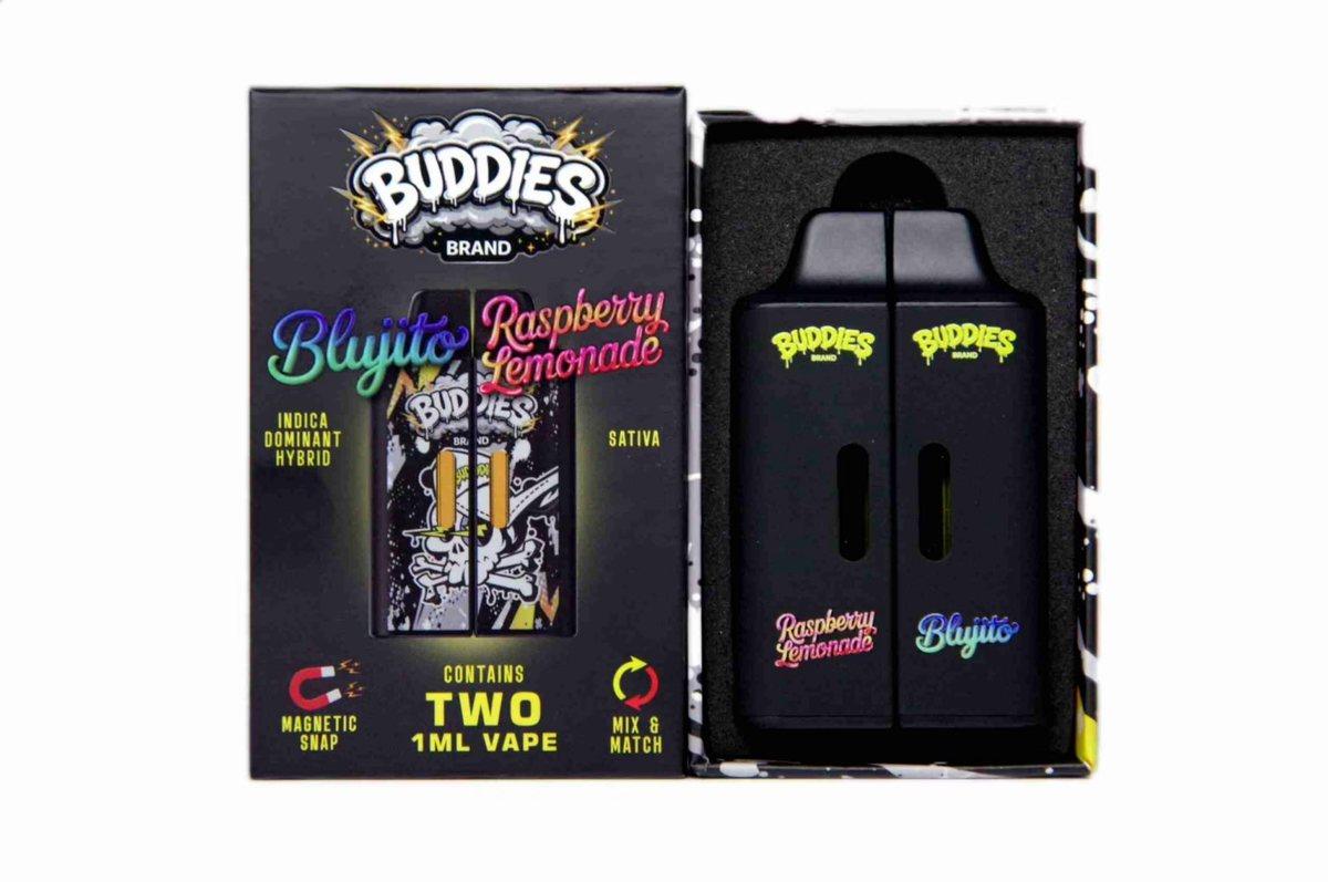 Buddies Brand 2G Dual Chamber Vape (2 x 1 Gram) - Blujito (I) + Raspberry Lemonade (S)