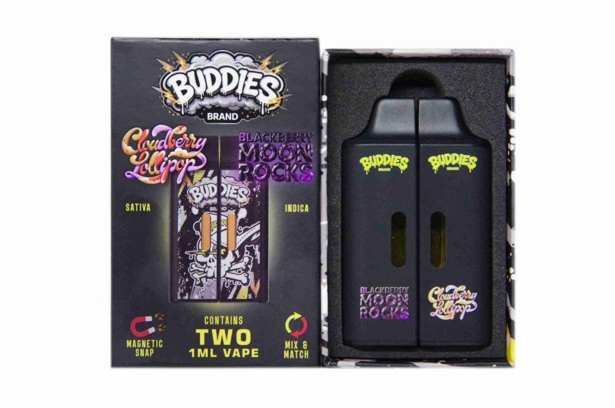 Buddies Brand 2G Dual Chamber Vape (2 x 1 Gram) - Cloudberry Lollipop (S) + Blackberry Moonrocks (I)