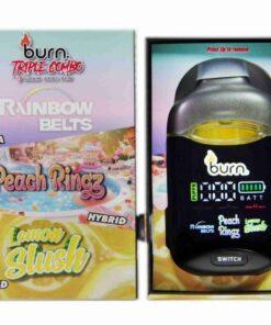 Burn 3G Triple Combo Vape (3 x 1 Gram) - Rainbow Belts (I) + Peach Ringz (H) + Lemon Slush (H)