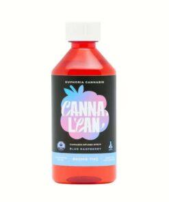 Bottle of Euphoria Canna Lean Blue Raspberry cannabis-infused syrup, 900mg THC