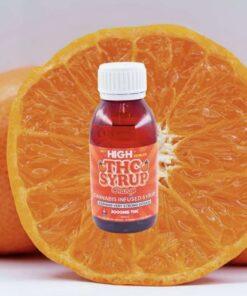 Bottle of Sky High Edibles THC syrup, Orange flavour, 3000mg THC