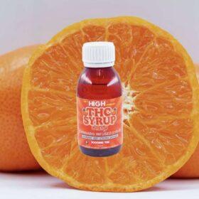 Bottle of Sky High Edibles THC syrup, Orange flavour, 3000mg THC